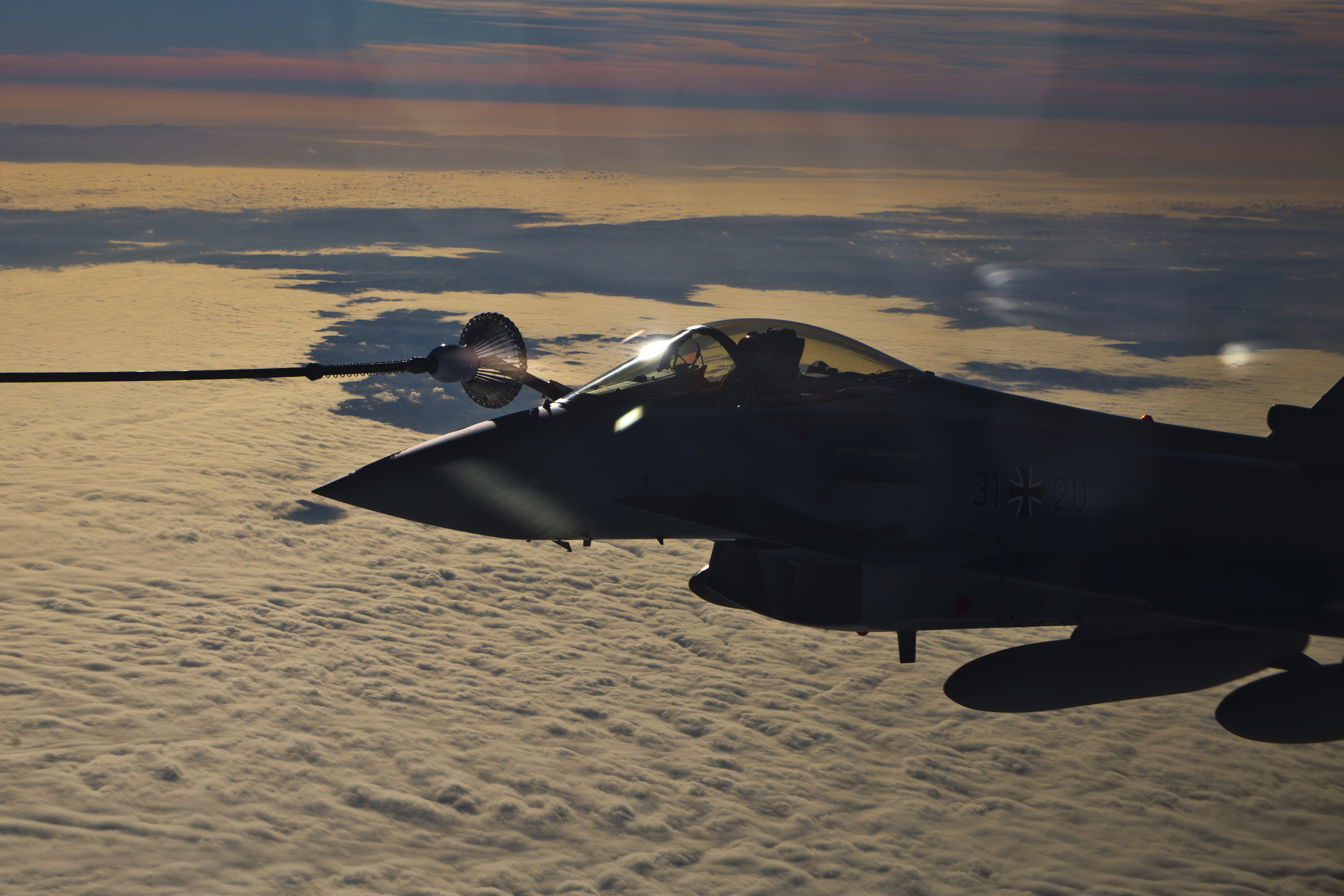 Fighter Jet During Midair Refueling Getty-166353054
