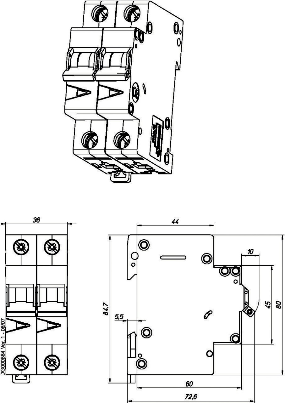 EMITERNET Multiprise verticale EmiterNet, 2x commutateurs MCB C16